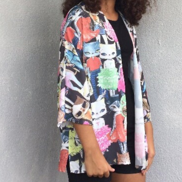 NEW Cat Kimono Jacket - Picture 1 of 5
